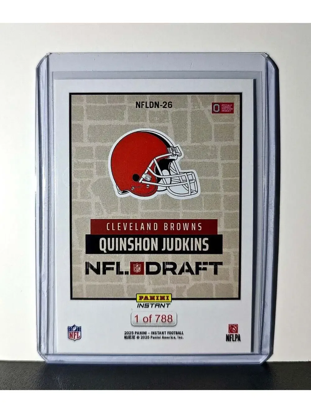 Quinshon Judkins Rookie 2025 NFL Draft #26 Card Cleveland Browns 1 of 788